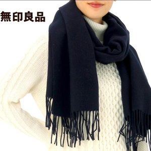 NEw Never Wear Muji Black Wool Blanket Scarf